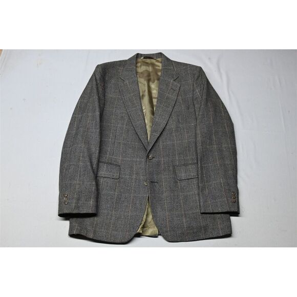 Vtg Stafford 42L Brown Check Plaid Soft Tweed Blazer Sport‎ Coat Jacket